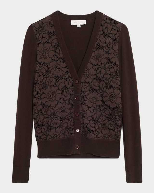 Lace Front Cashmere Cardigan